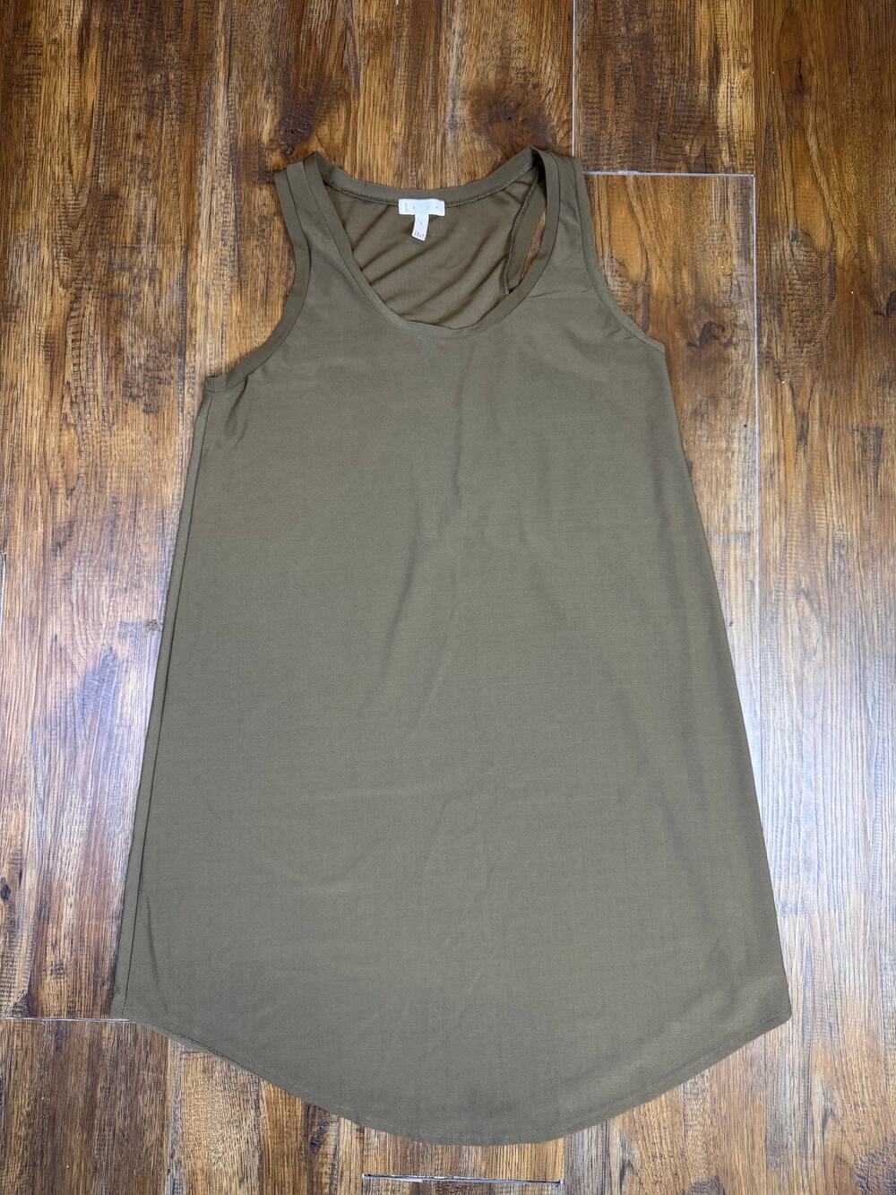 Leith LARGE racerback sleeveless tank top dress brown green scoop neck sheath